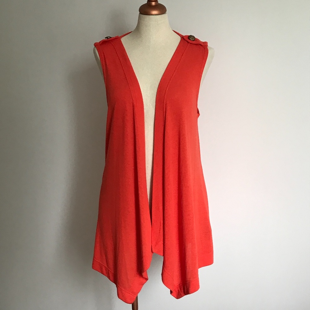 Emotions - Orange Open Sleeveless Cardigan